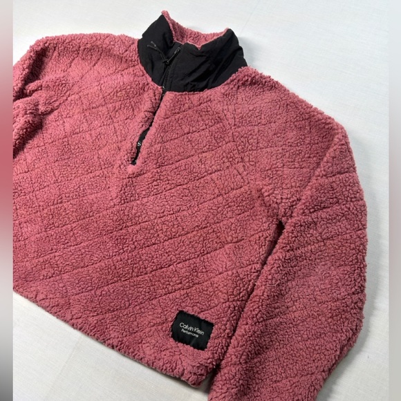 Calvin Klein Performance Size S/P Fleece Quarter Zip Cropped Jacket Sweatshirt - Picture 2 of 8